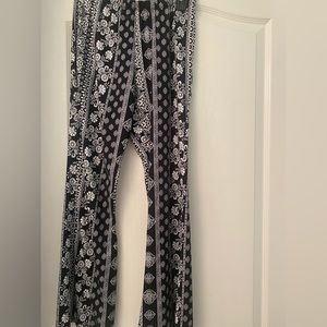 Papaya- Black & White Boho Flare Pants